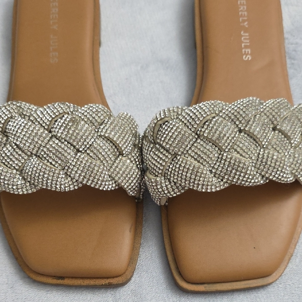 Sincerely Jules Rhinestone Braided Slide Sandals Womens Size 9.5 Square Toe - Picture 3 of 6